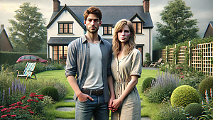 Ein Ehepaar im Garten