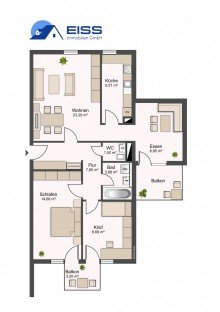 Grundriss Helle 3,5-Zimmer-Stadtwohnung mit variablem Grundriss in B�blingen