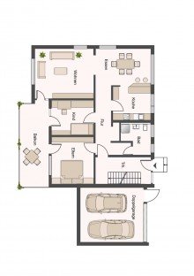 Grundriss EG Helle 3 Zimmer Wohnung mit Balkon und Stellplatz